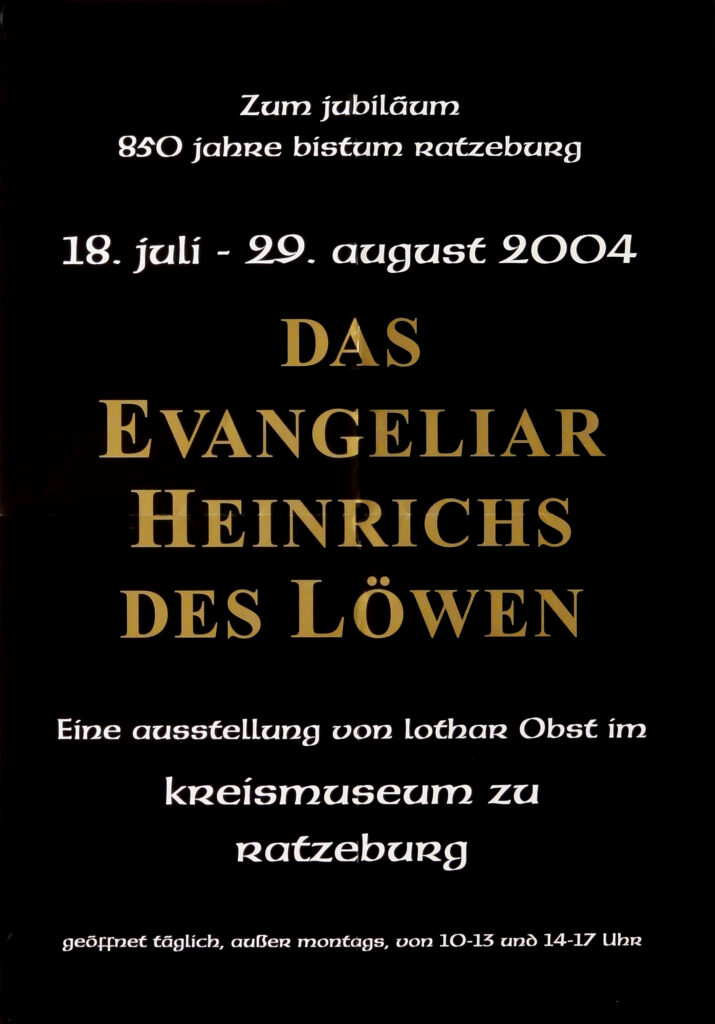 Ausstellungsplakat, 850 Jahre Bistum Ratzeburg, das Evangeliar Heinrichs des Löwen.