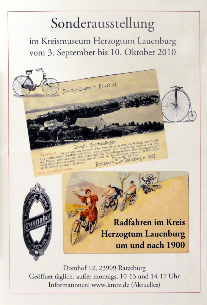 Ausstellungsplakat, Radfahren im Kreis Herzogtum Lauenburg um 1900.