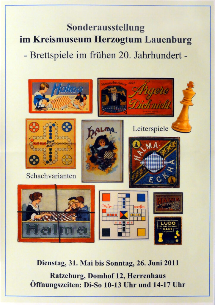 Ausstellungsplakat, Brettspiele im frühen 20. Jahrhundert.