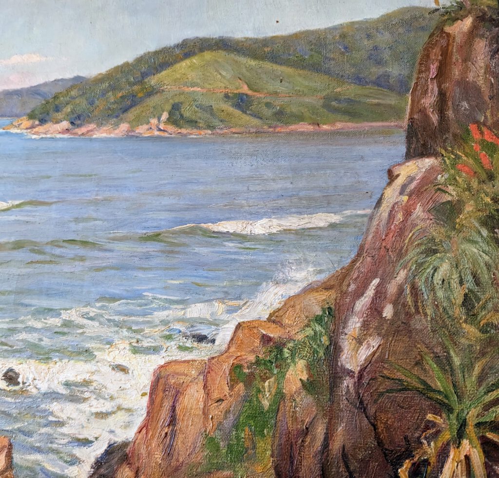Gemälde von Hedwig Giesecke mit der Darstellung einer Küstenlandschaft in Brasilien 2024.